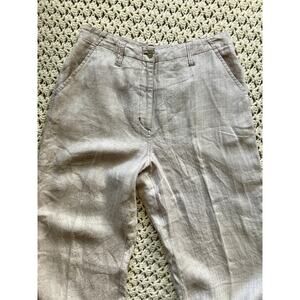 Vintage 90s Chico's Design Cream Wide Leg Linen Pants Size Small